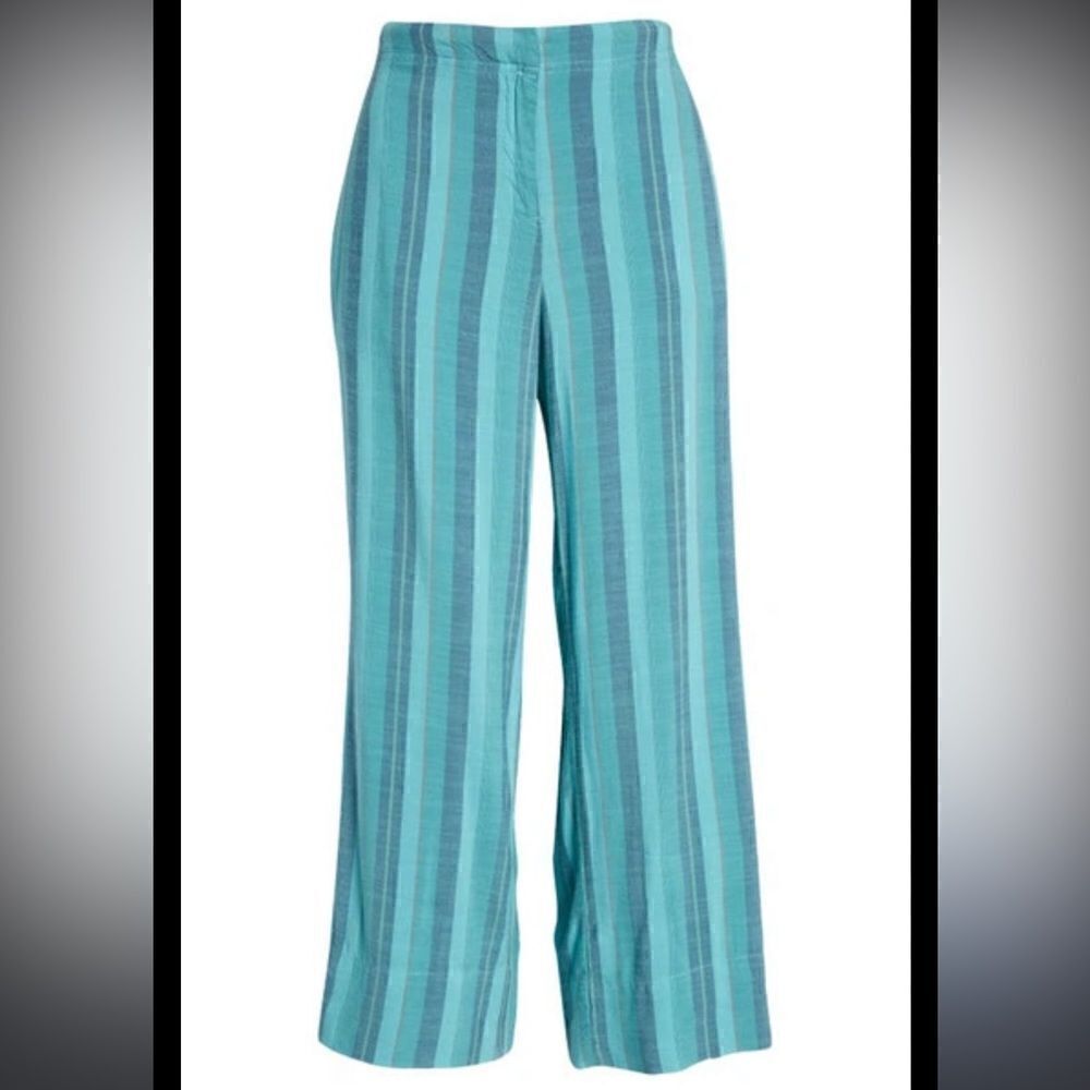 Nic + Zoe, Horizon Stripe Wide Leg Pull On Pants in Blue, NWT